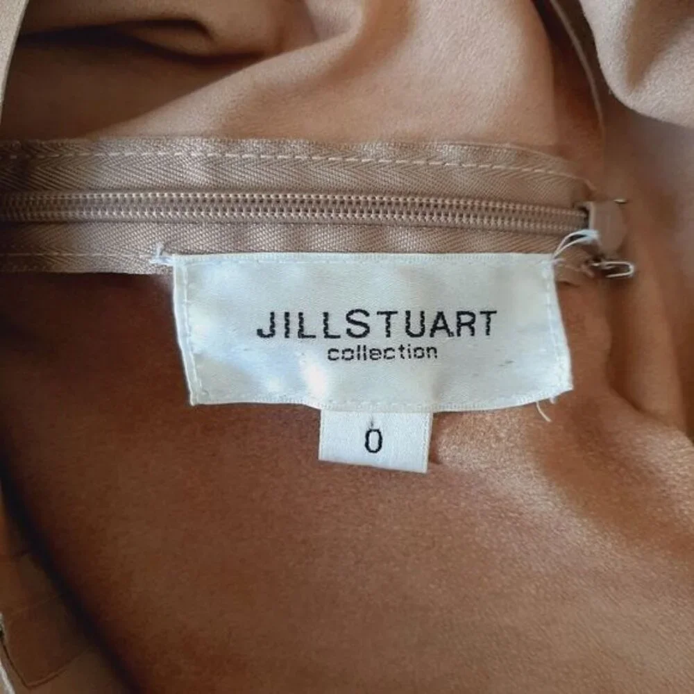 JILL STUART Genuine Suede Leather Mini Sheath Dress Tan Sz 0 Flawed - Picture 15 of 16